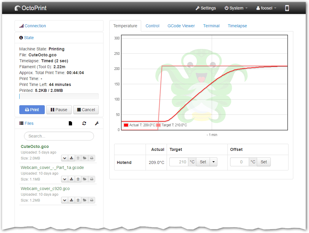 octoprint interface