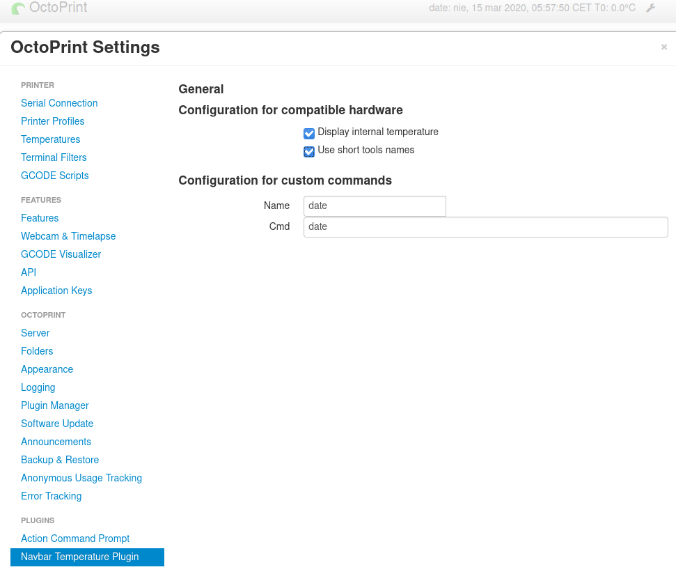 octoprint navbar temp plugin